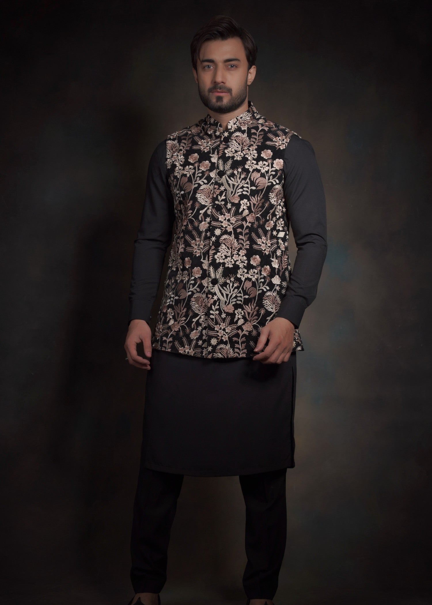 velvet Waistcoat in Jet black