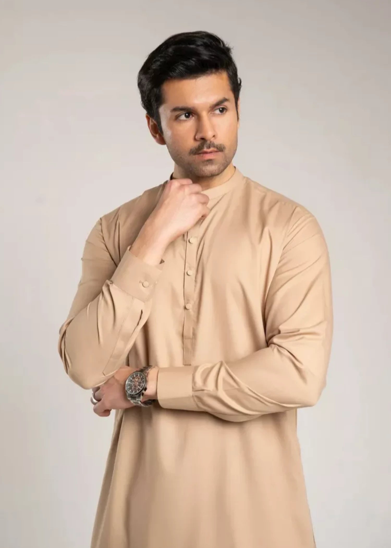 wash & wear Shalwar Kameez in Tan brown