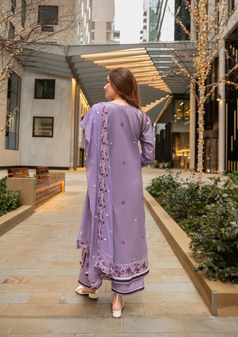lawn cotton Kurta Set in Lavender grey