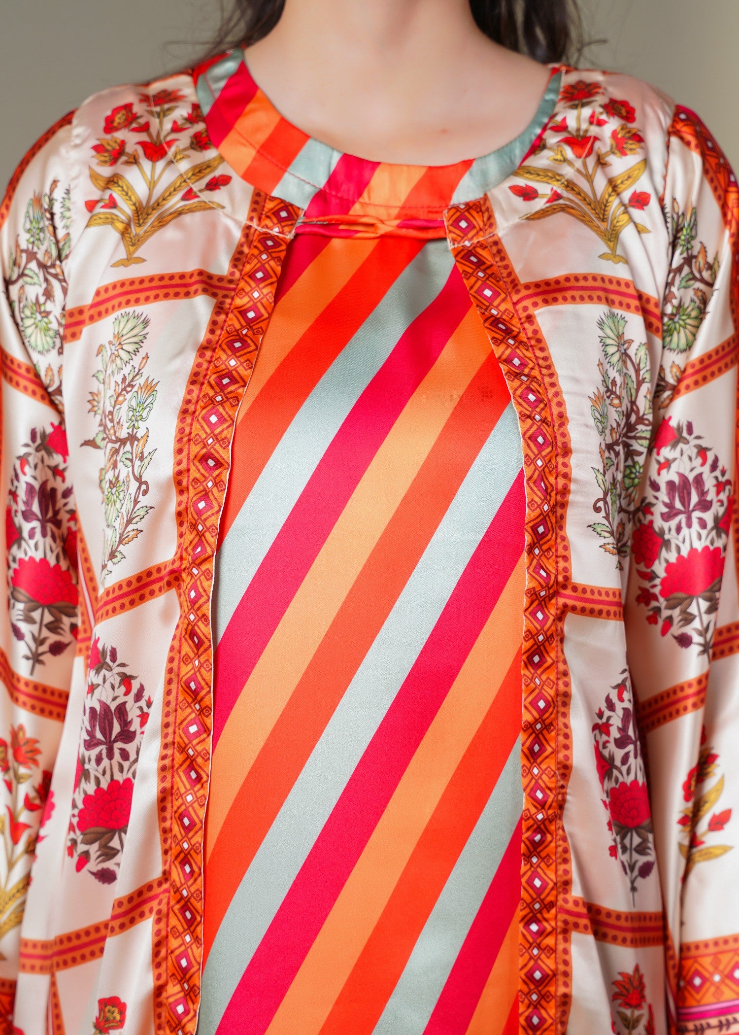 silk Gown in Coral orange