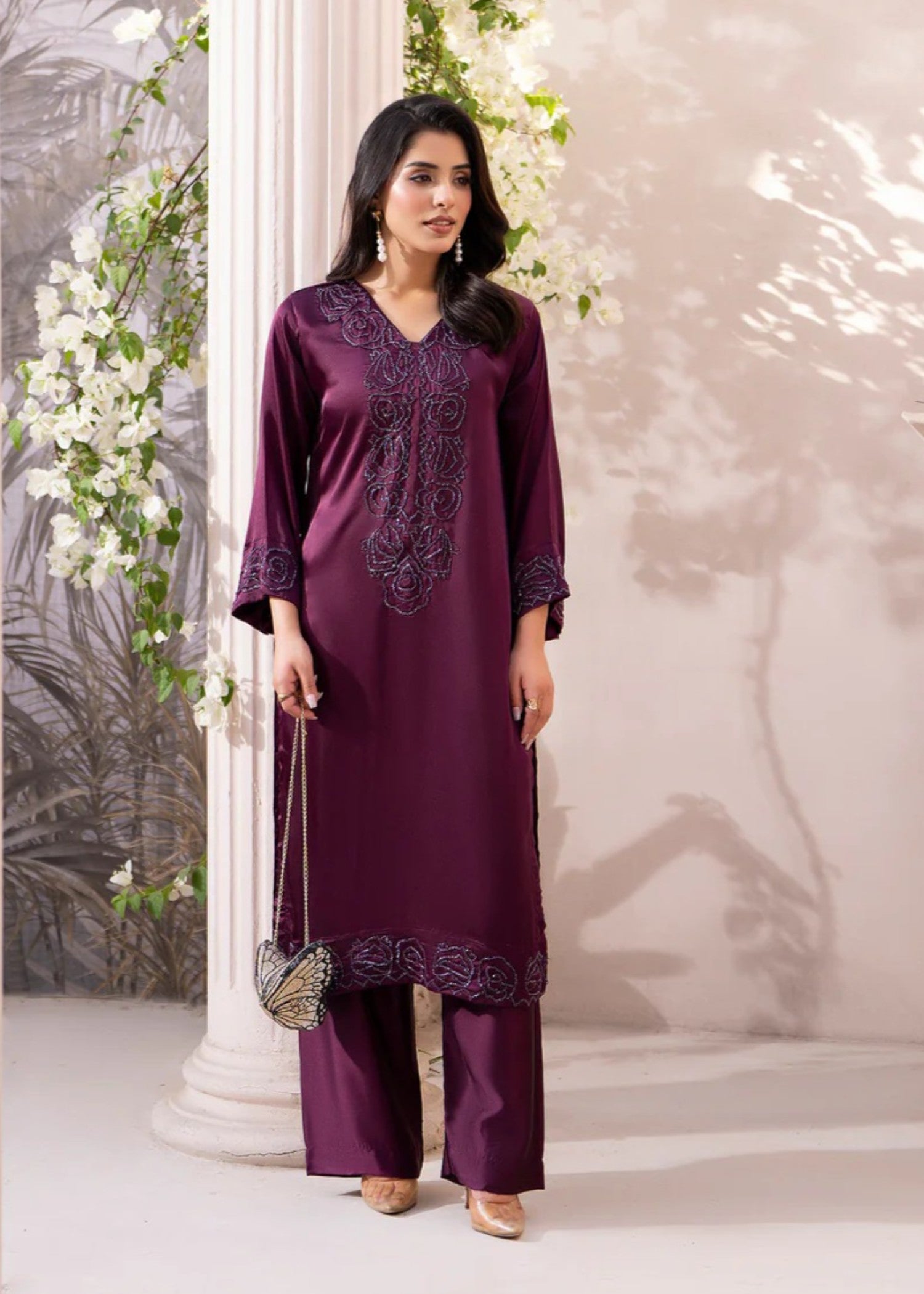 indian raw silk Kurta Set in Maroon