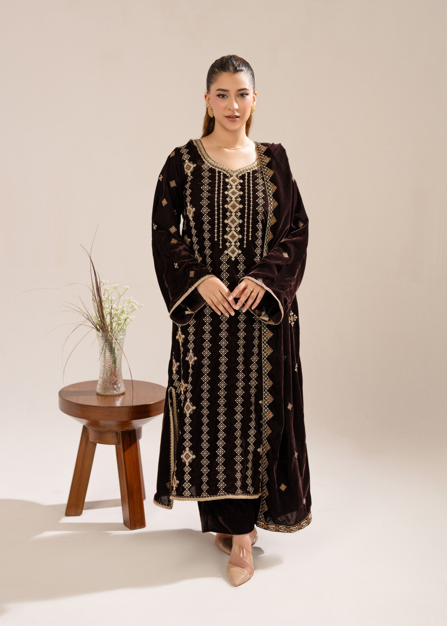 chinese micro velvet 9000 Unstitched in Espresso brown