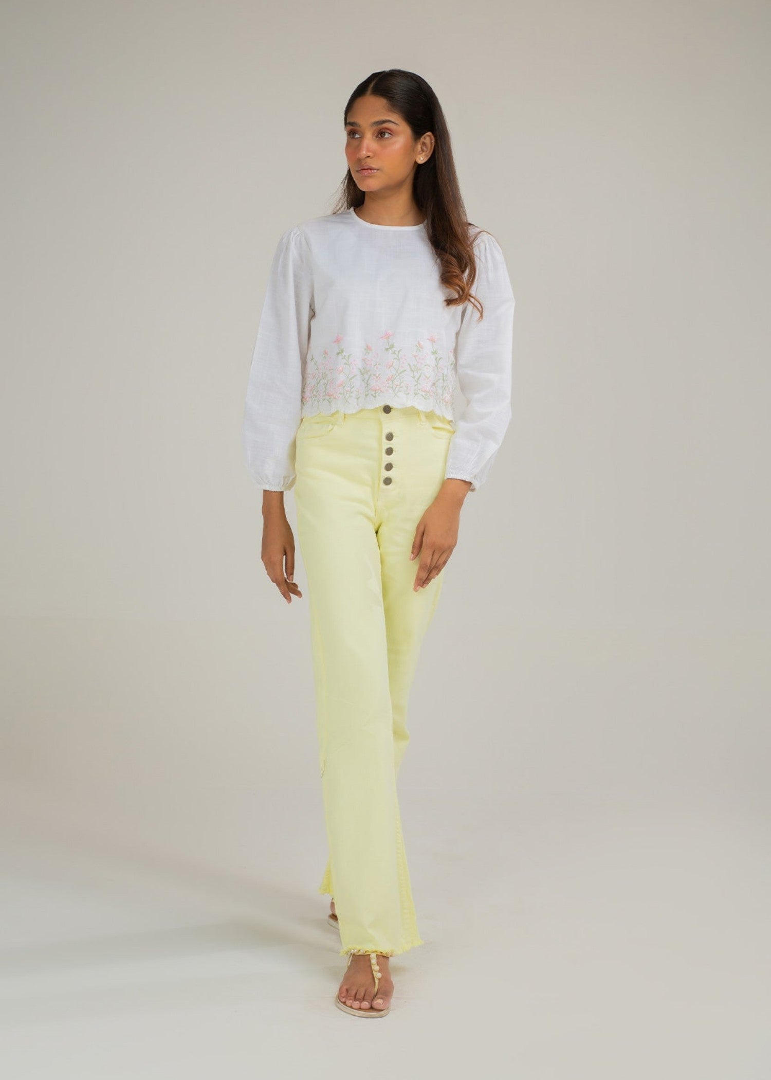 cotton Jeans in Yellow