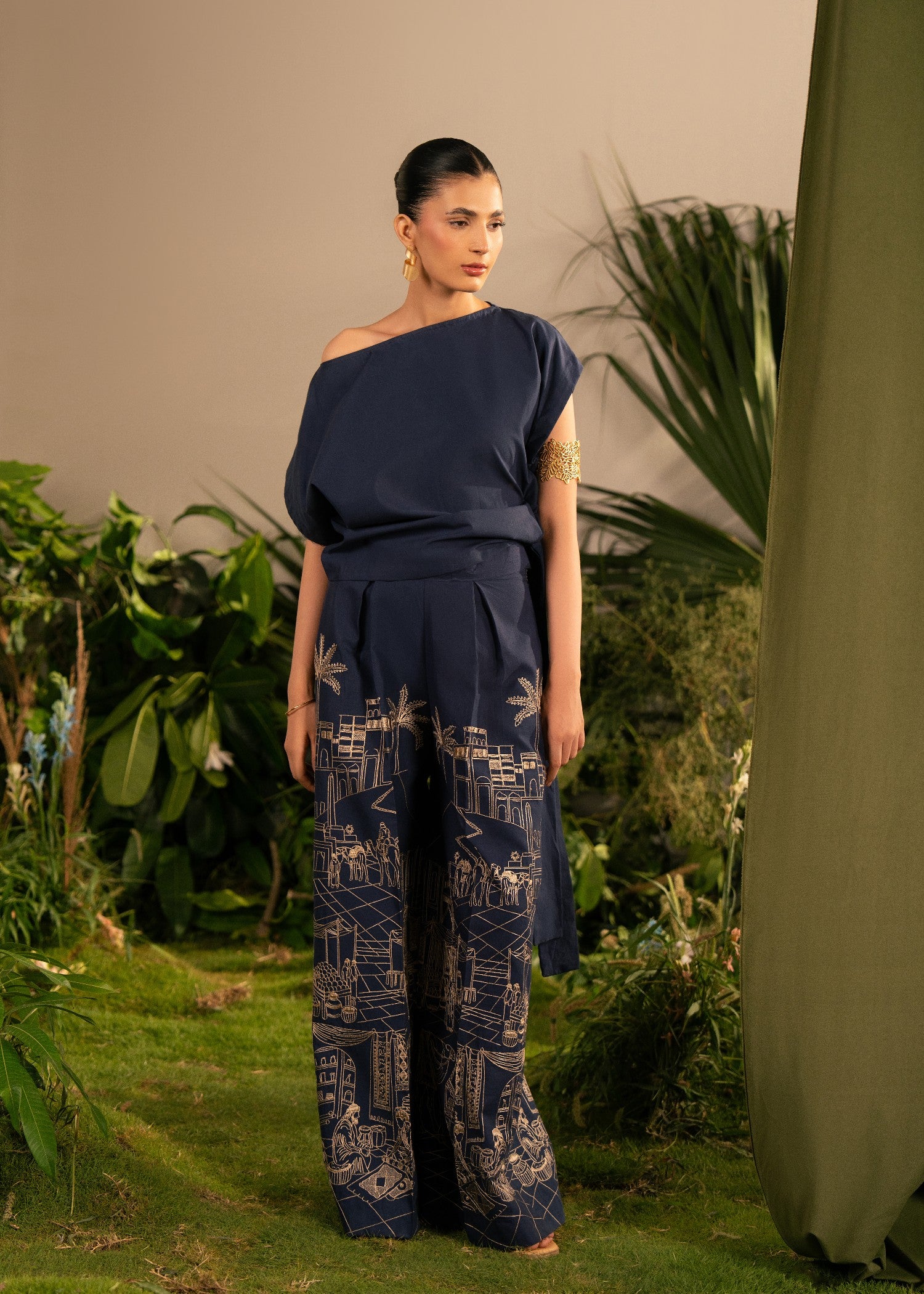 lawn cotton Co Ord Sets in Midnight blue