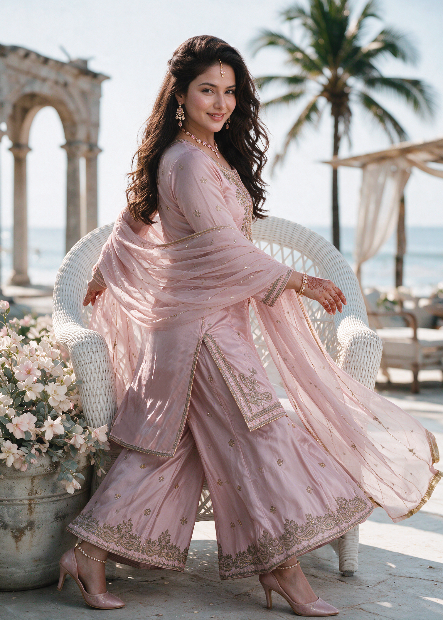 kattan silk Sharara in Pink