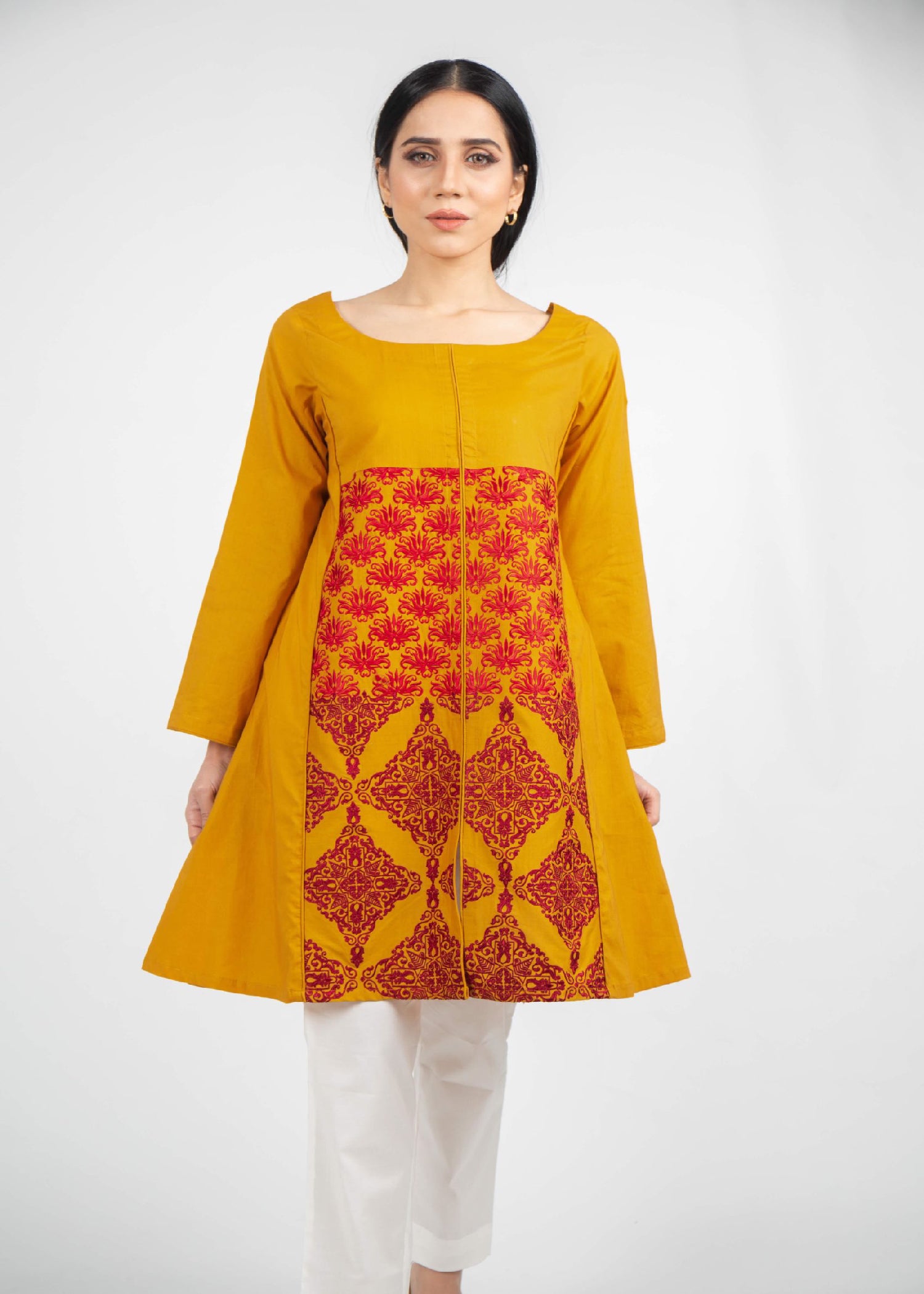 lawn Short Frock in Mustard