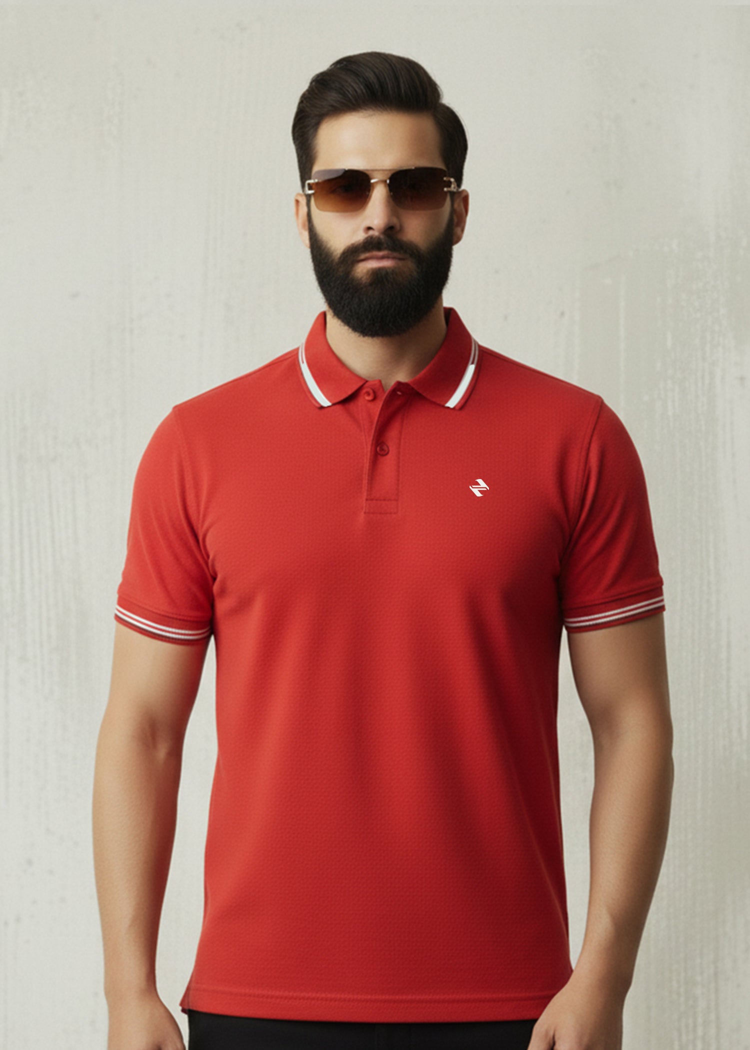 cambric cotton Polo Shirt in Red