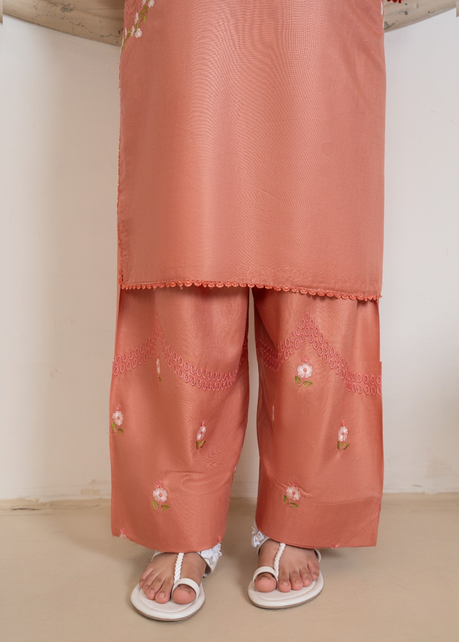 linen Kurta Set in Melon pink
