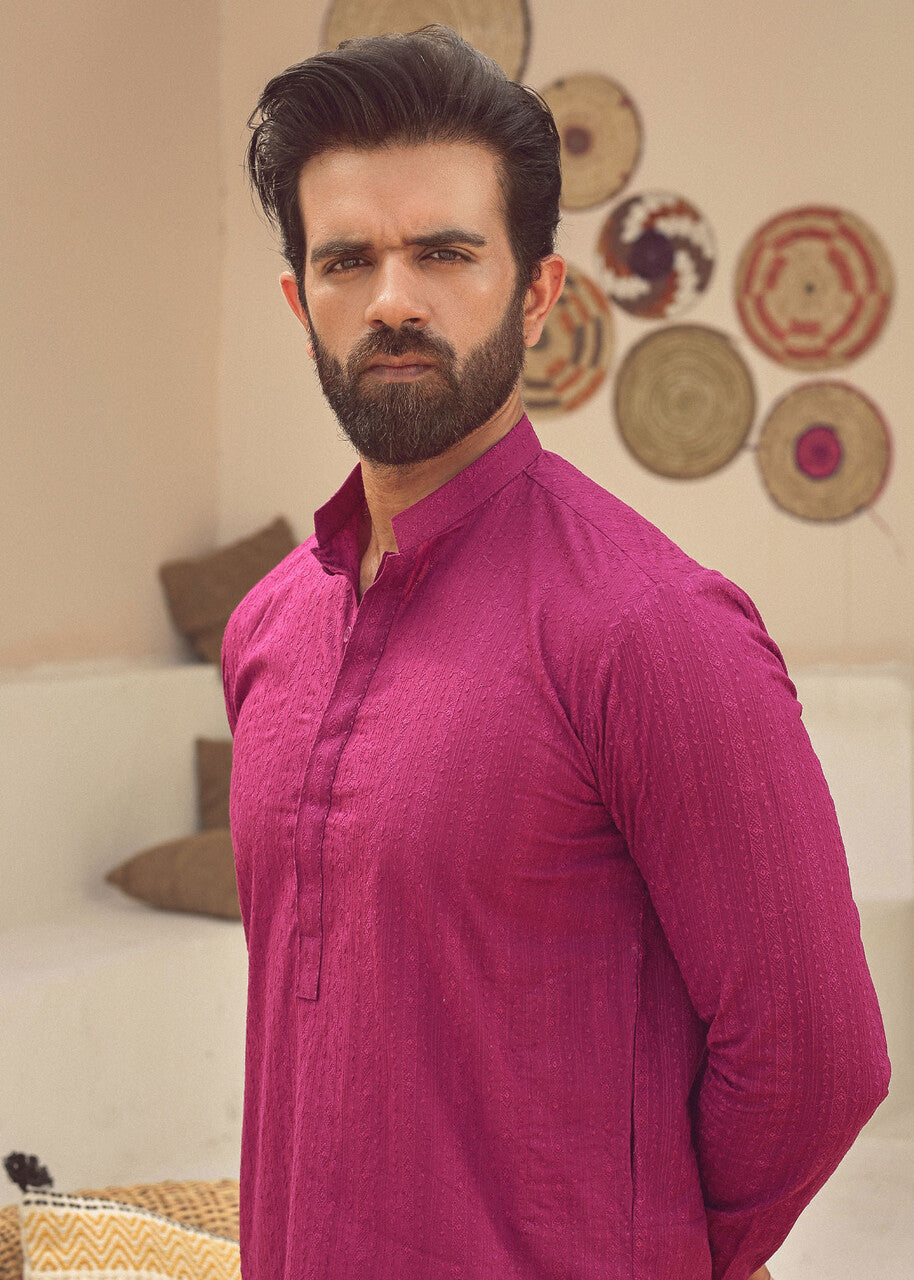 cotton Kurta in Magenta
