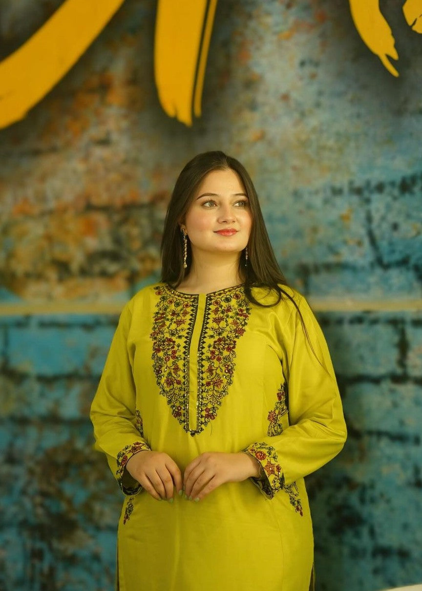 linen Kurta Set in Yellow