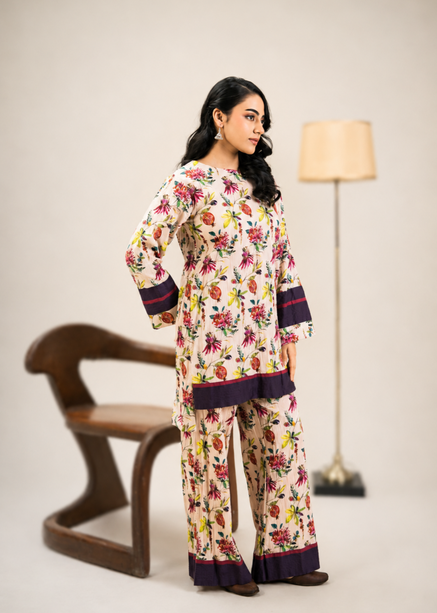 seersucker Co Ord Sets in Beige, deep purple, lavender pink