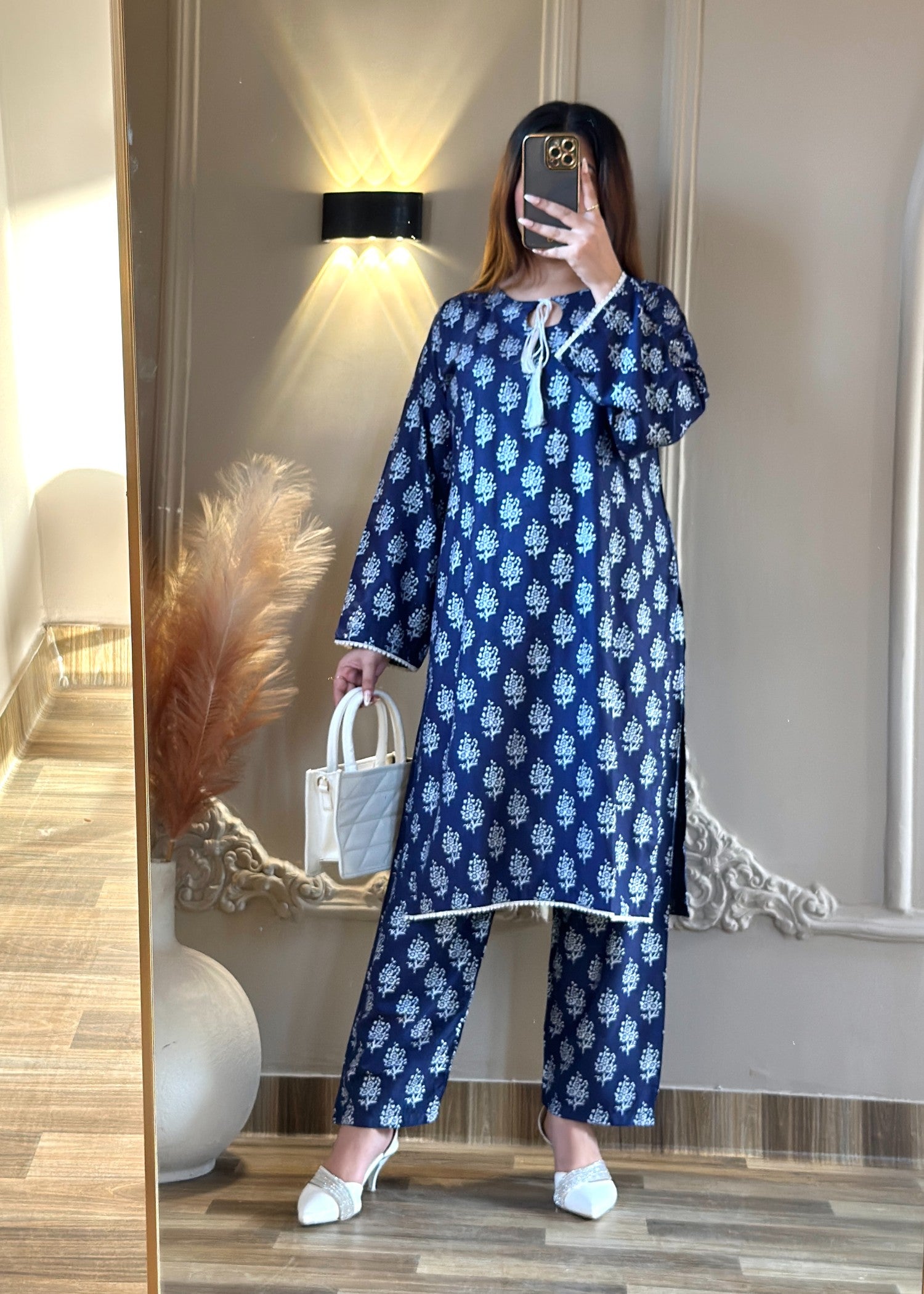 arabic lawn Co Ord Sets in Navy blue