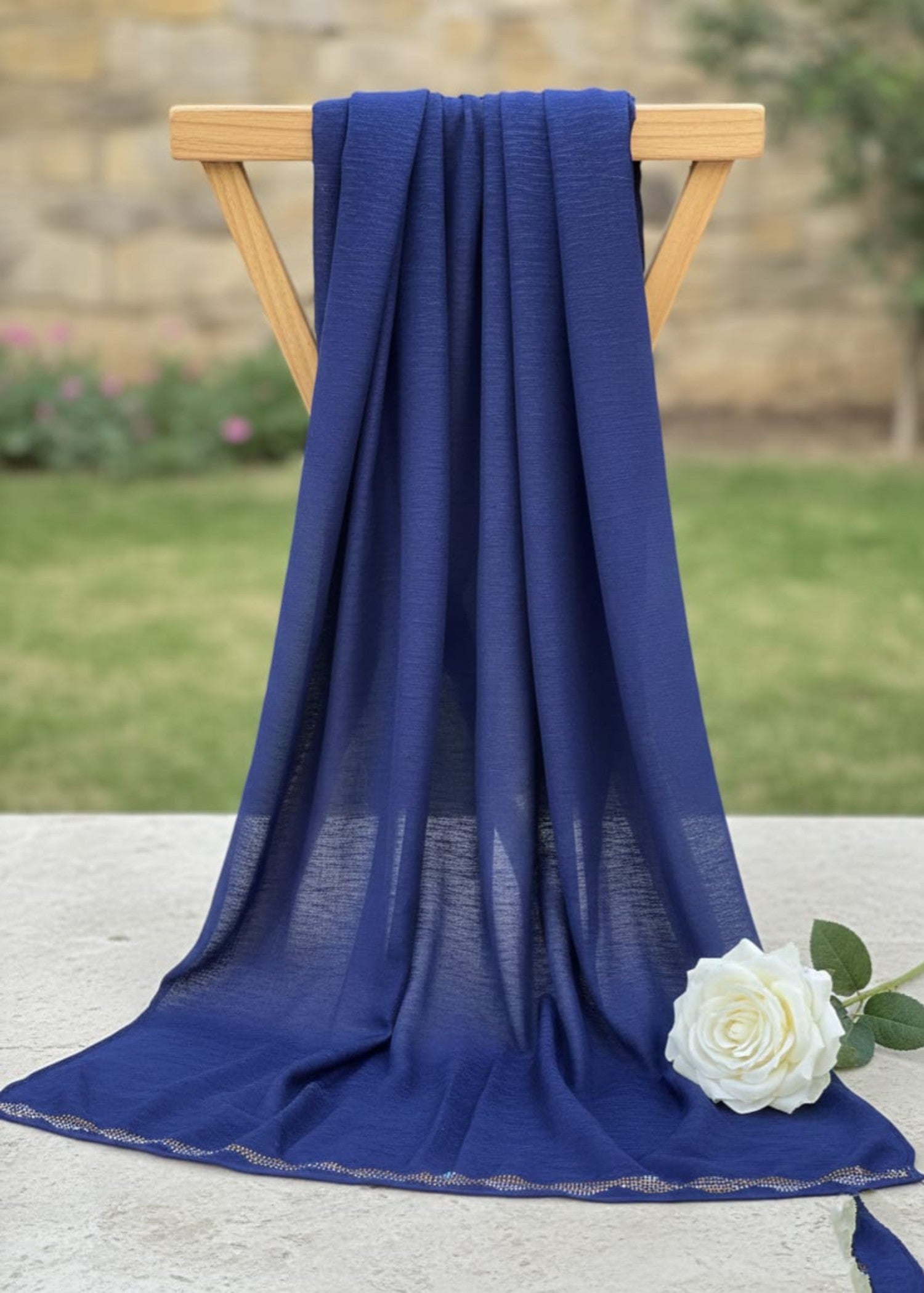 crushed velvet Hijab in Royal blue