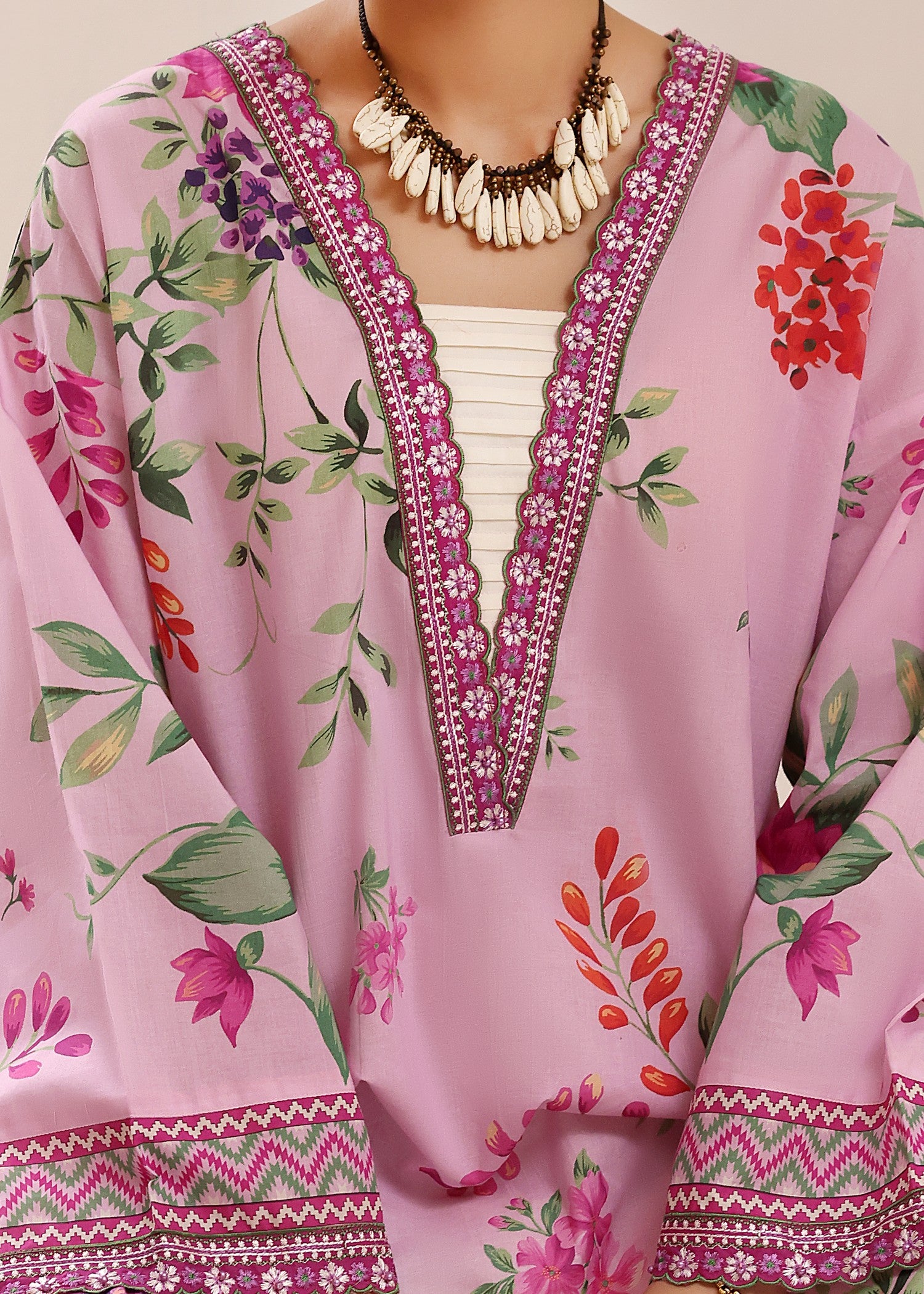lawn Kurta Set in Lavender pink