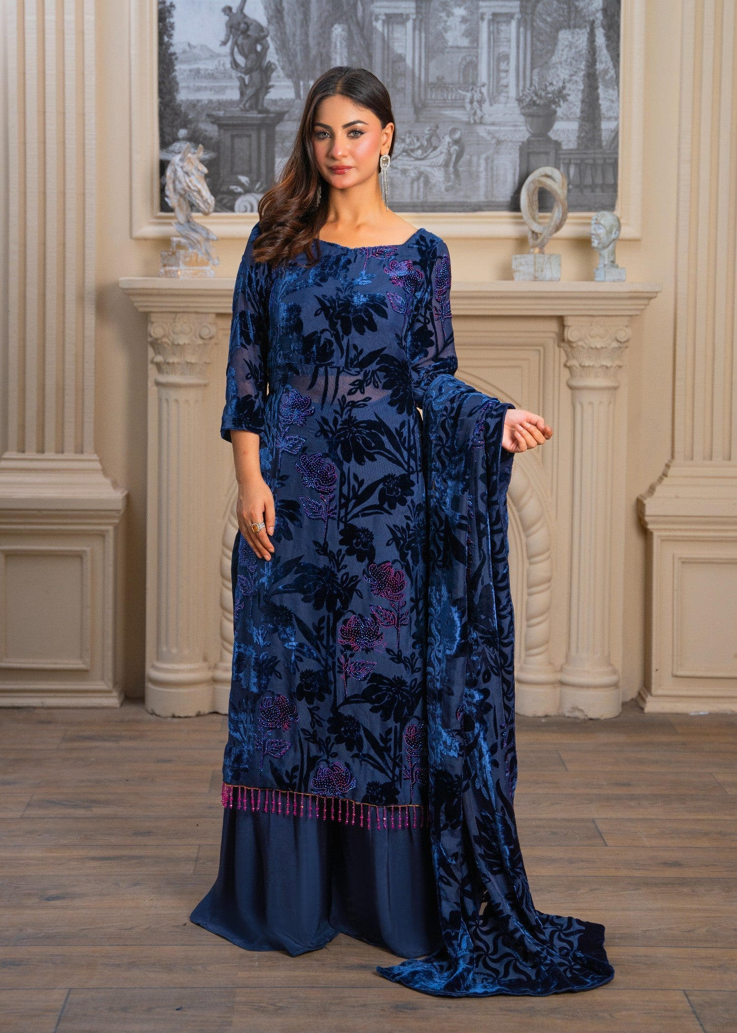 velvet Unstitched in Yale blue