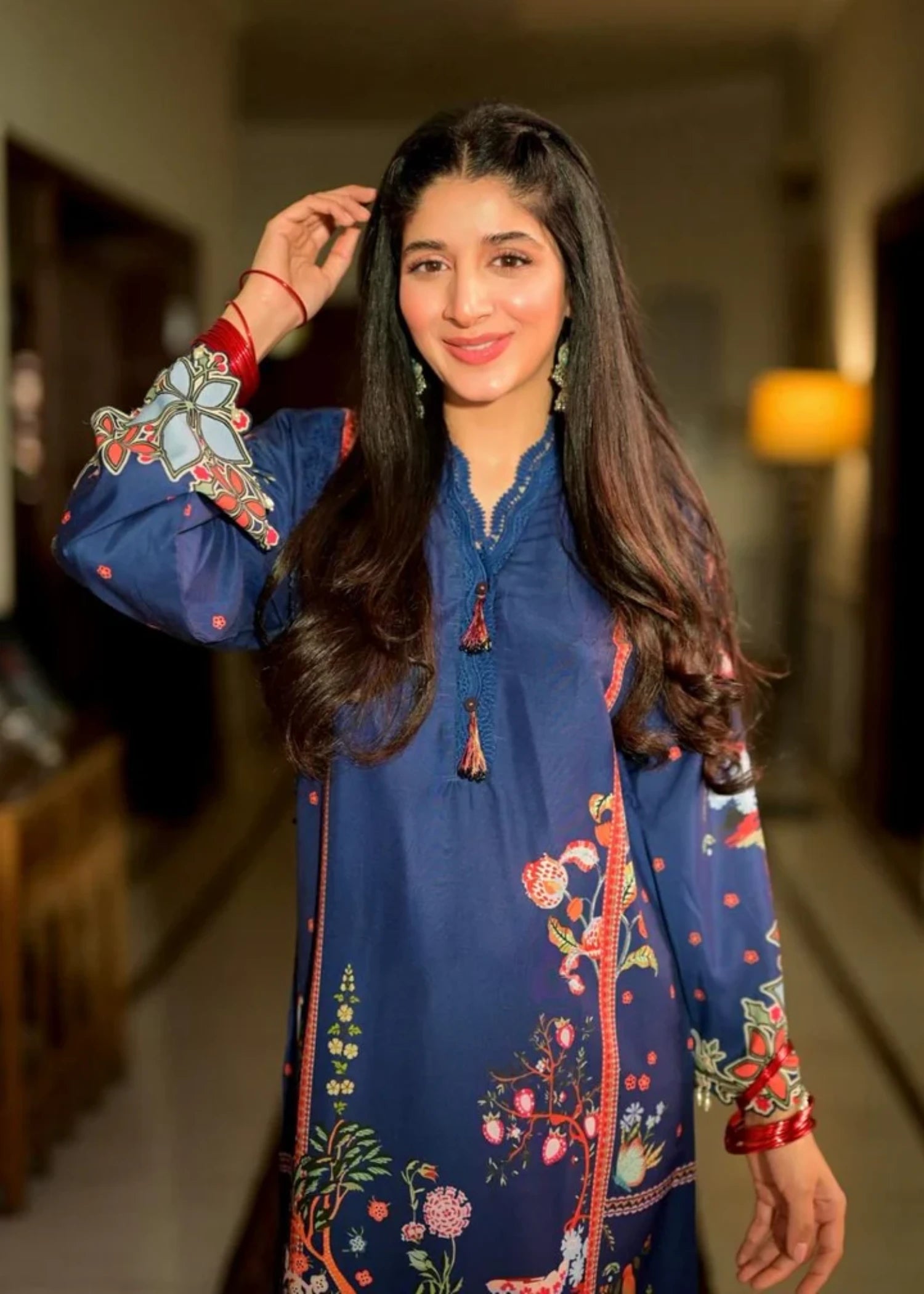 lawn Kurta Set in Cobalt blue