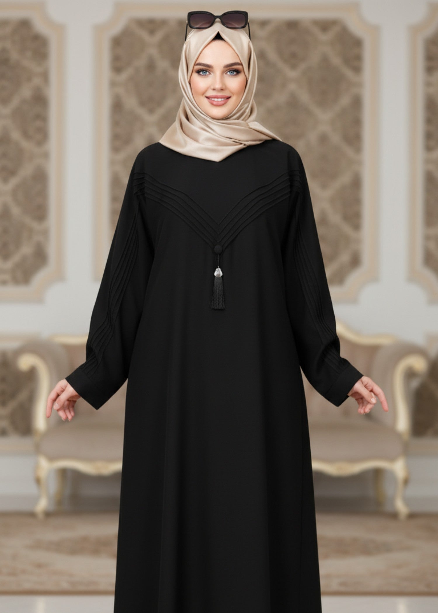 nidha Abaya in Black