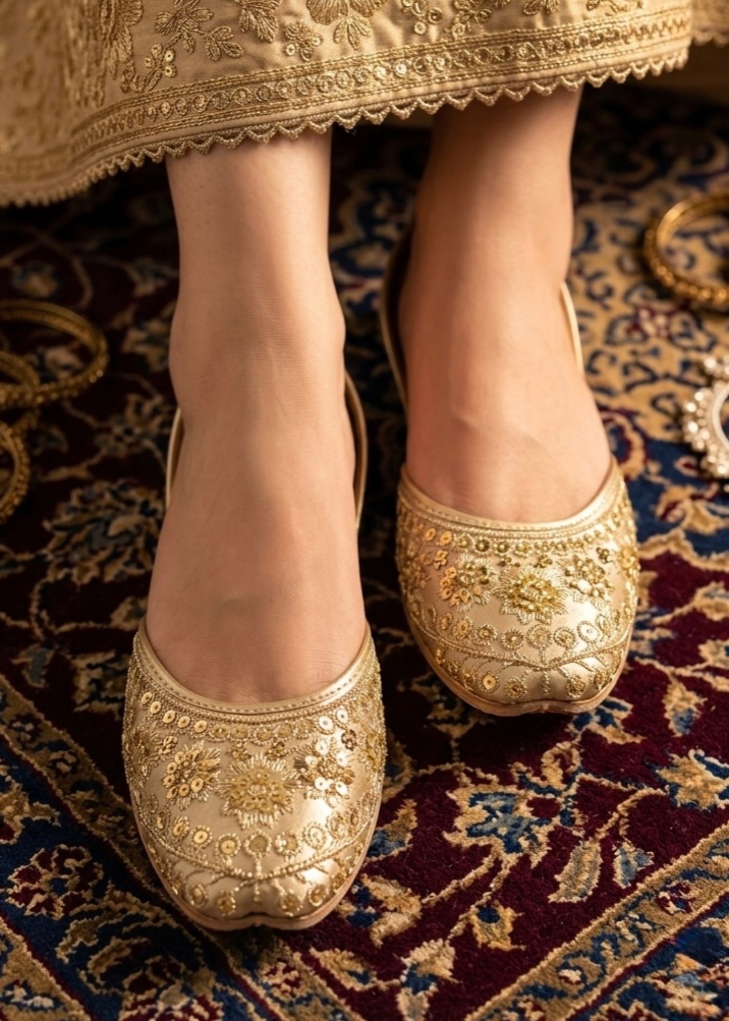 Khussa in Gold by - High Quality Women Khussa ZRD2564
