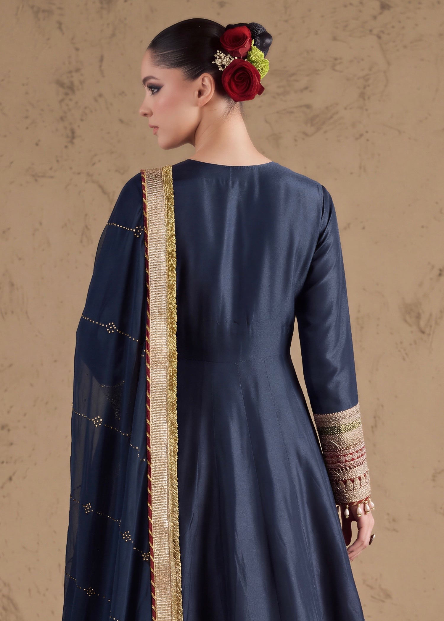silk Angrakha in Cobalt blue