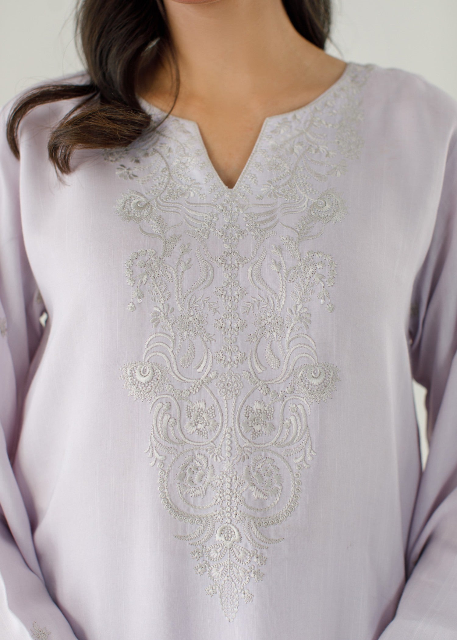 raw silk Kurta Set in Lavender