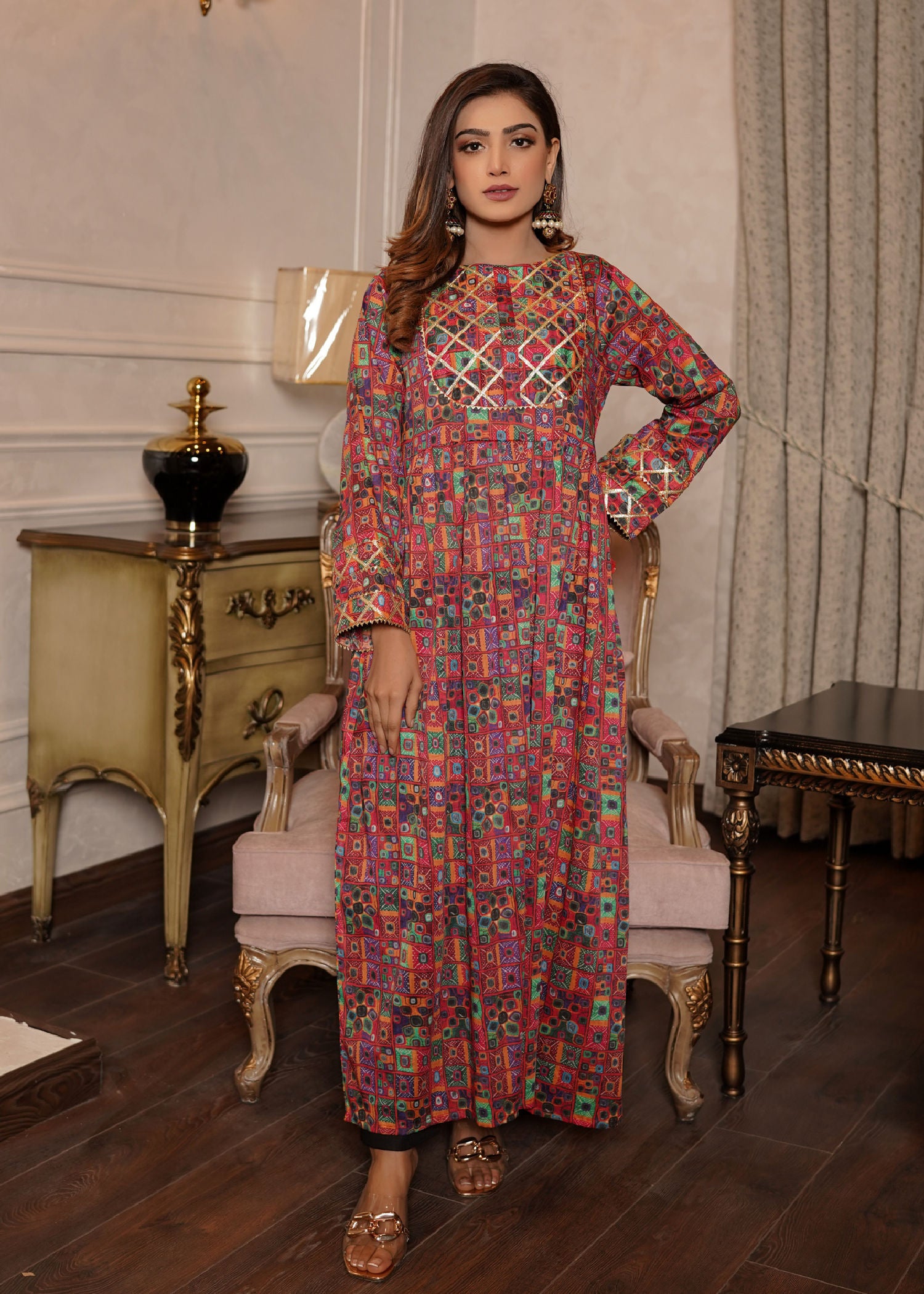 lawn Pishwas in Multi