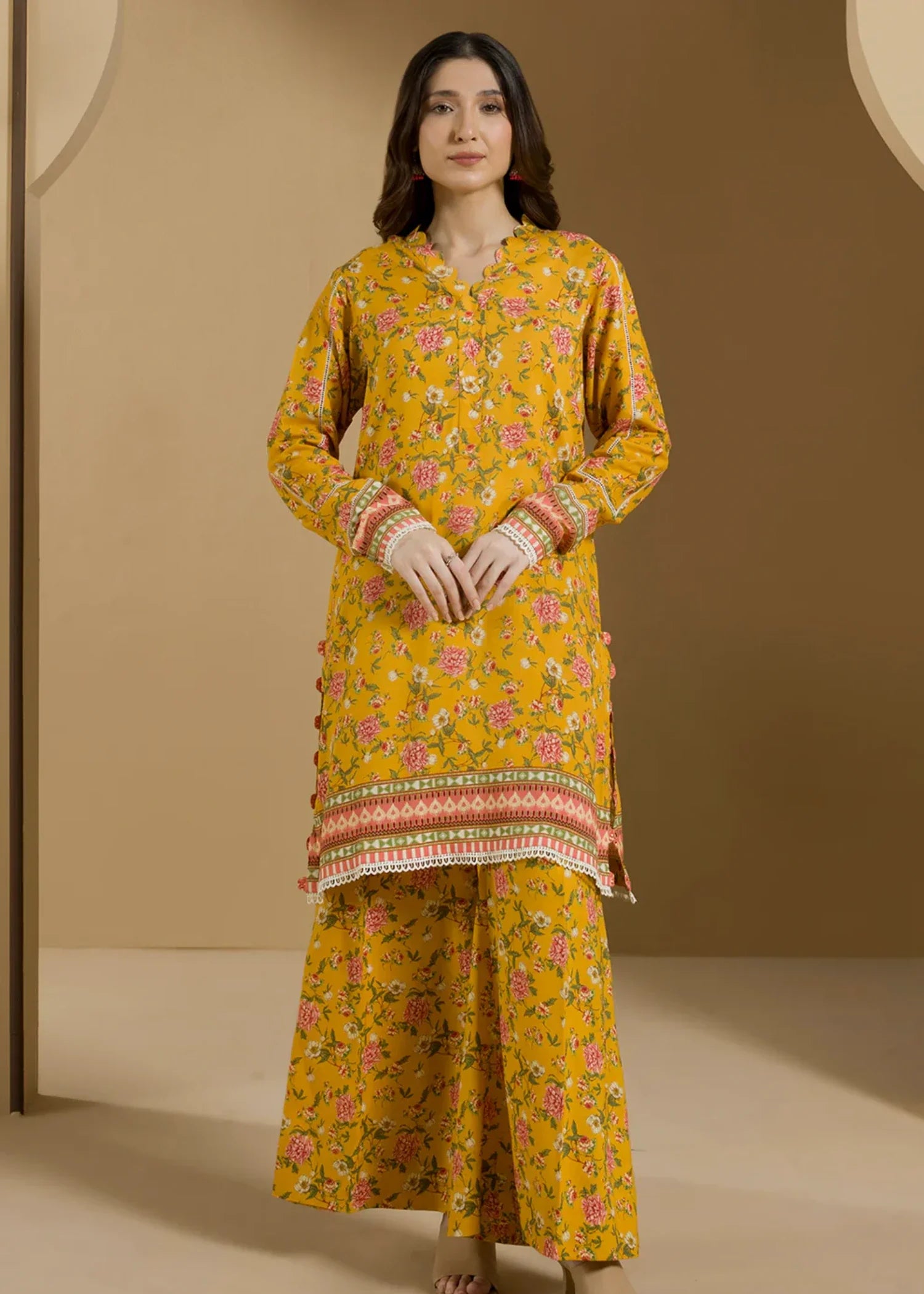 linen Unstitched in Mustard