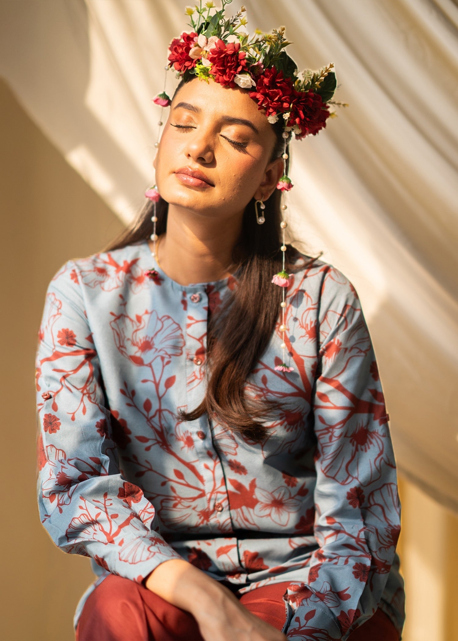 cambric Tunic in Blue lagoon