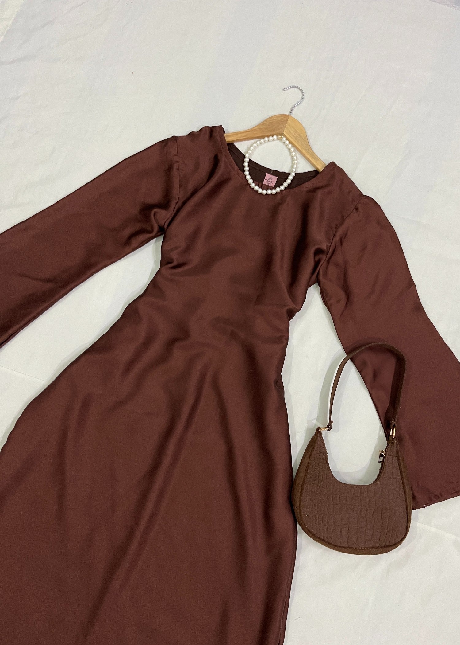 silk Dress in Brown