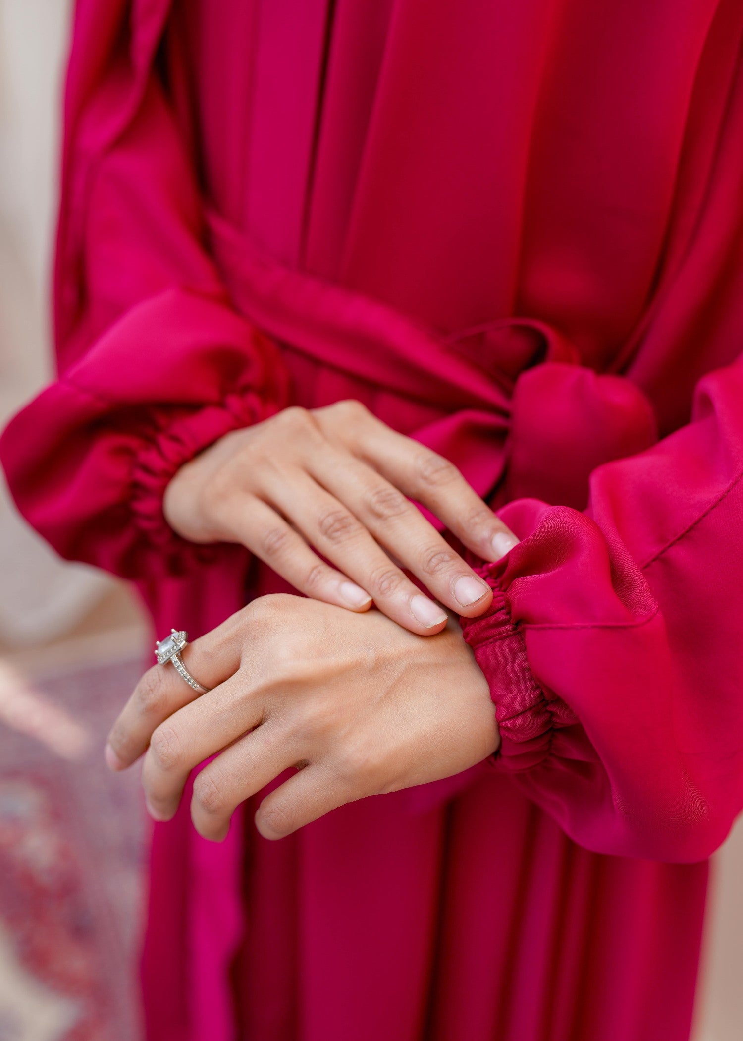 nidha Abaya in Hot pink