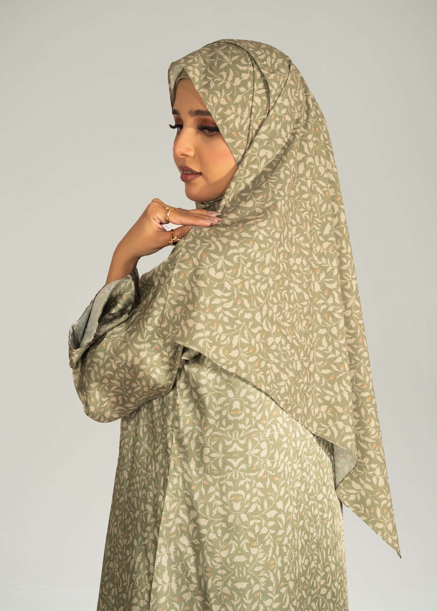 silk Abaya in Olive green