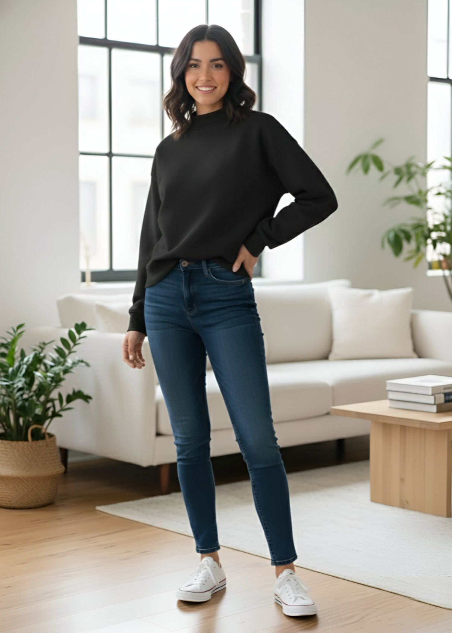 fleece Sweatshirt in Black