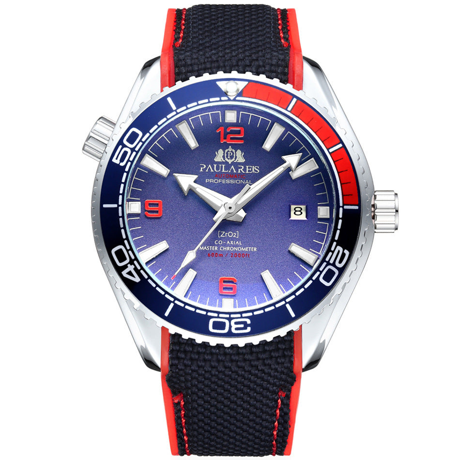 PAULAREIS Automatic Mechanical Luminous Canvas Rubber Strap Men's Watch
