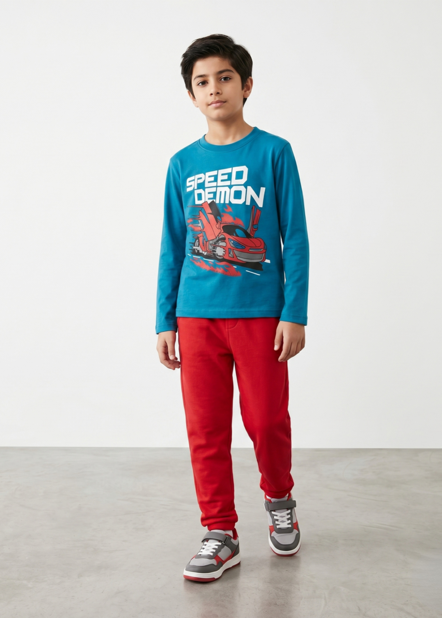 interlock knit Tracksuit in Red, sapphire blue