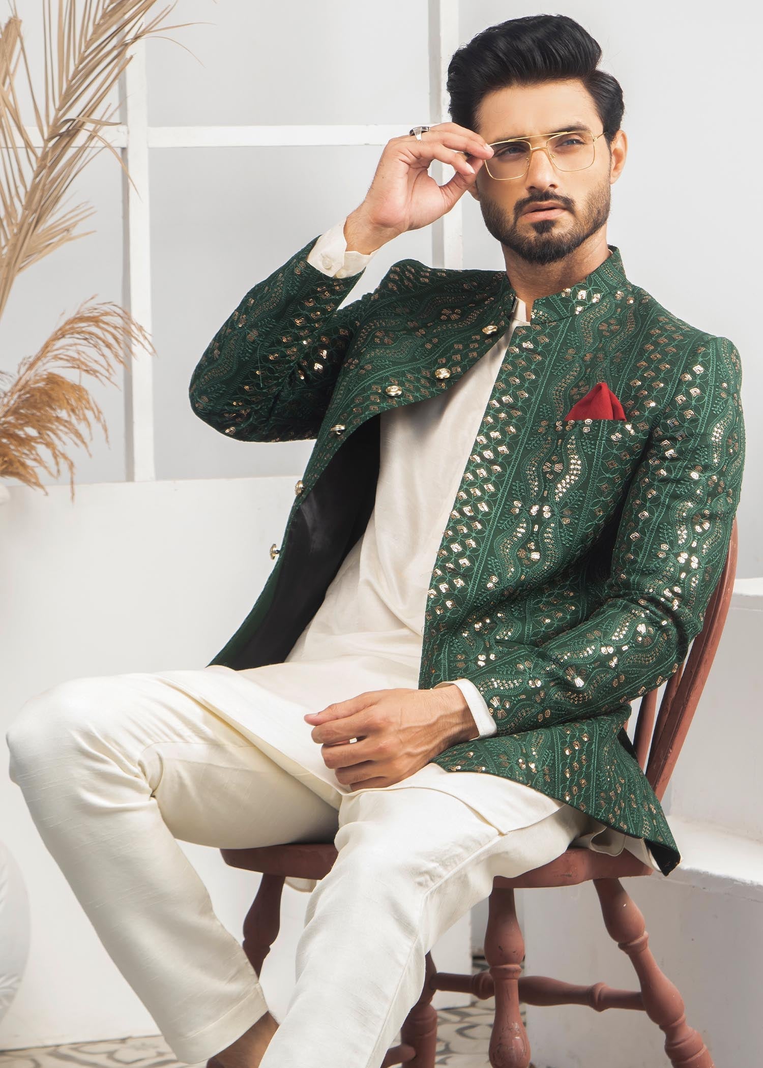 satin Prince Coat in Green