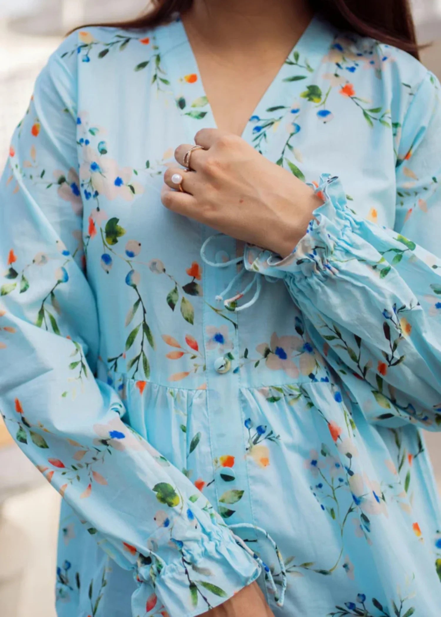 lawn cotton Maxi in Sky blue