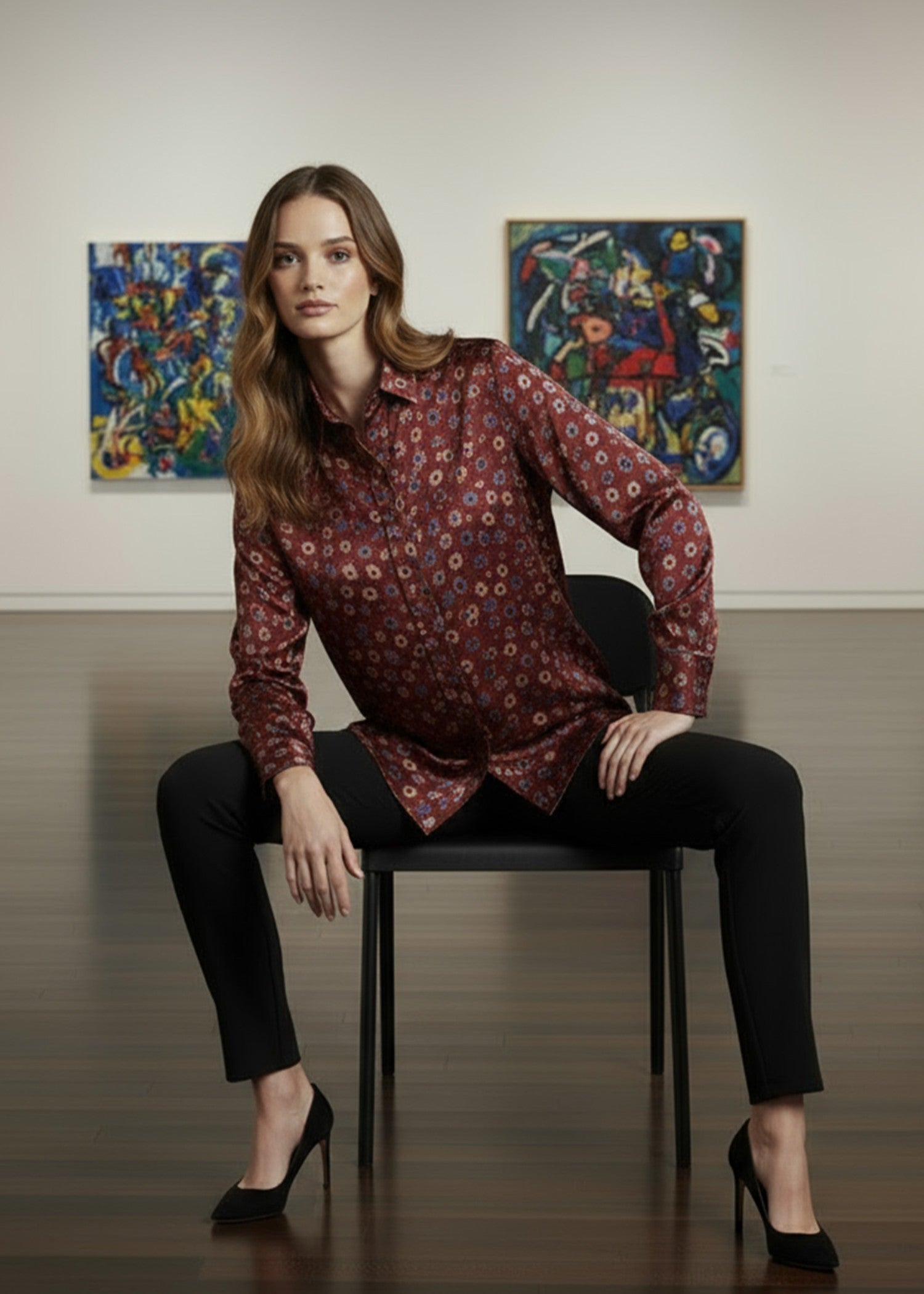 silk Tunic in Maroon