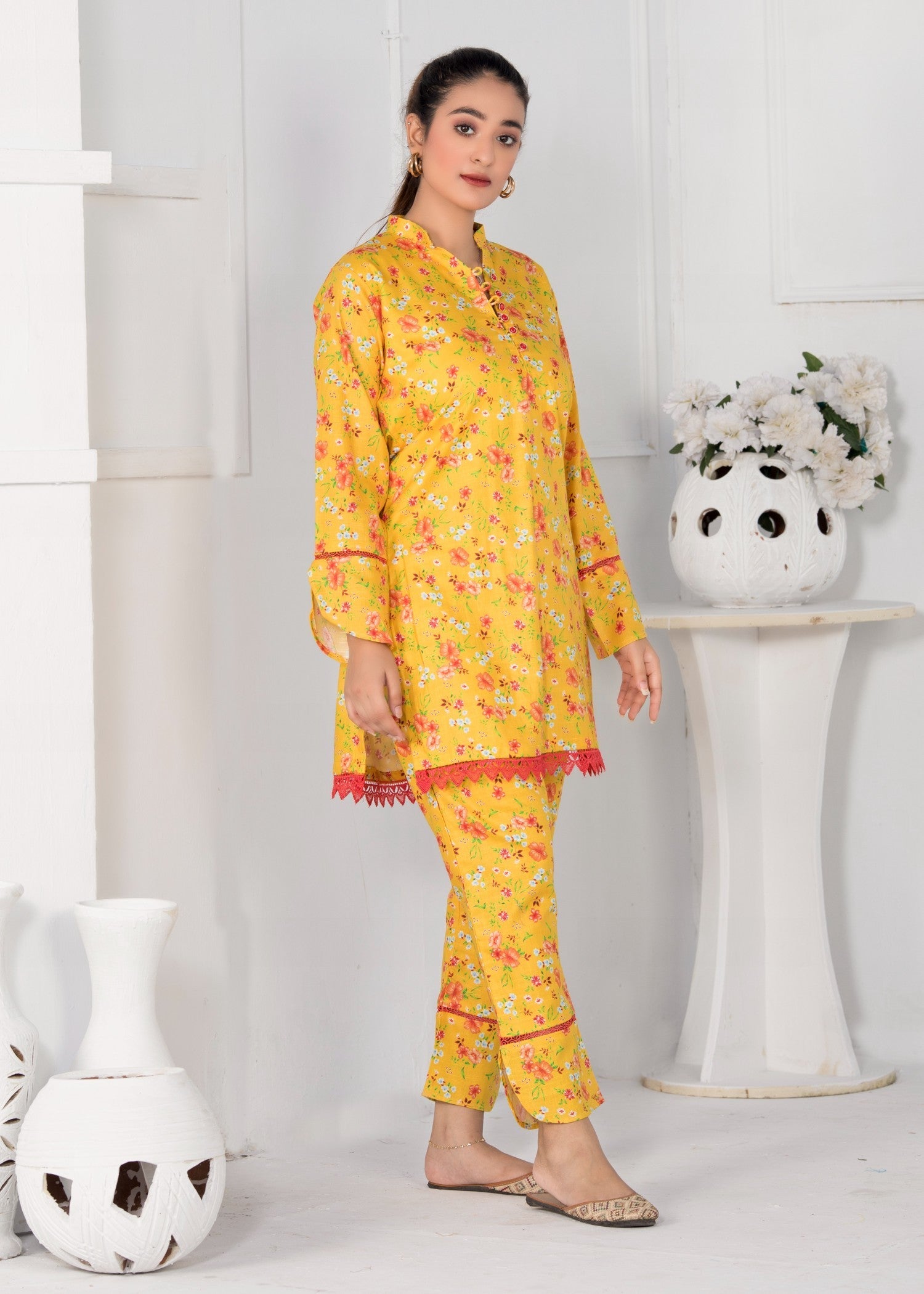 slub khaddar Unstitched in Mellow yellow