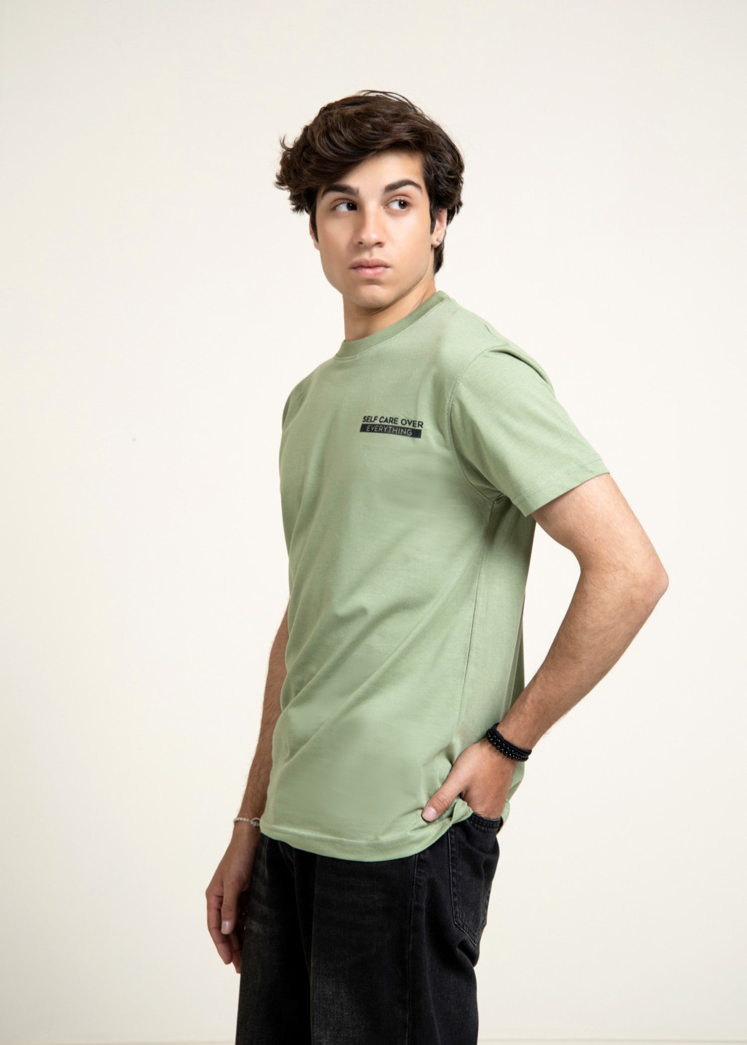 cotton jersey T Shirt in Pistachio green