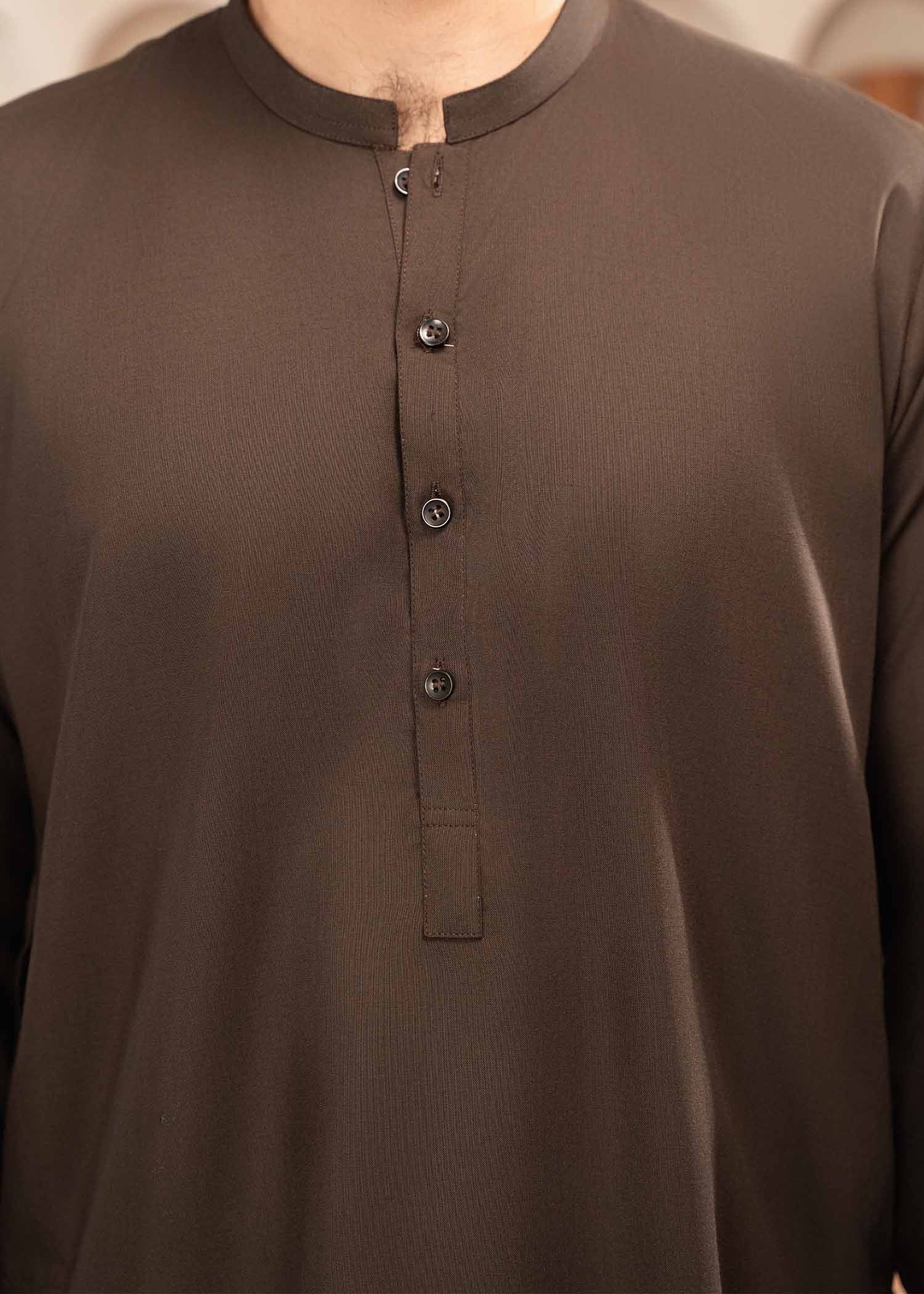 wash & wear Shalwar Kameez in Dark brown by Buraq