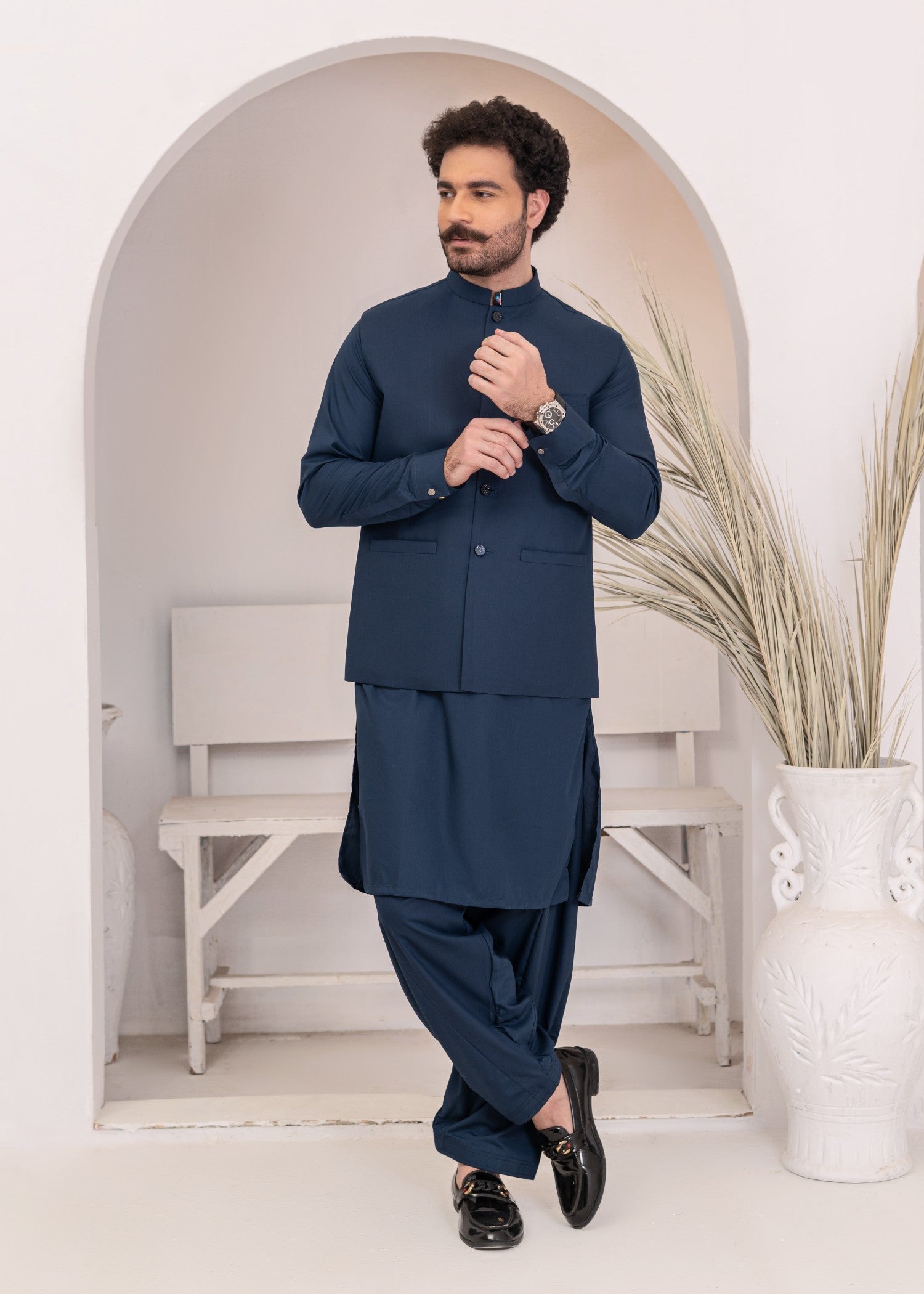 wash & wear Waistcoat in Dark blue