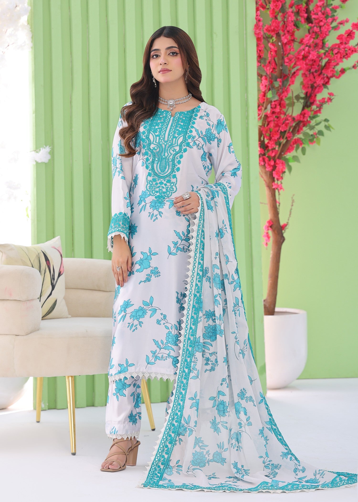 poly silk Kurta Set in Off-white
