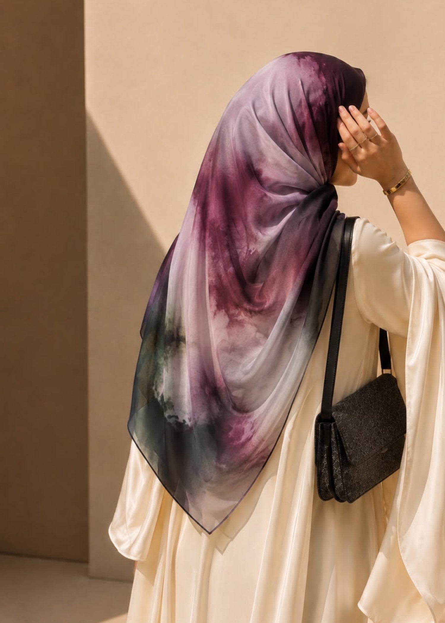 georgette chiffon Hijab in Plum purple
