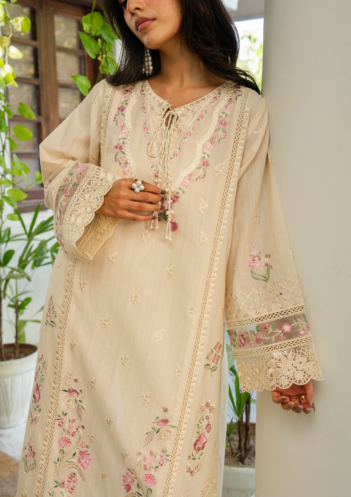 lawn Kurta Set in Cream