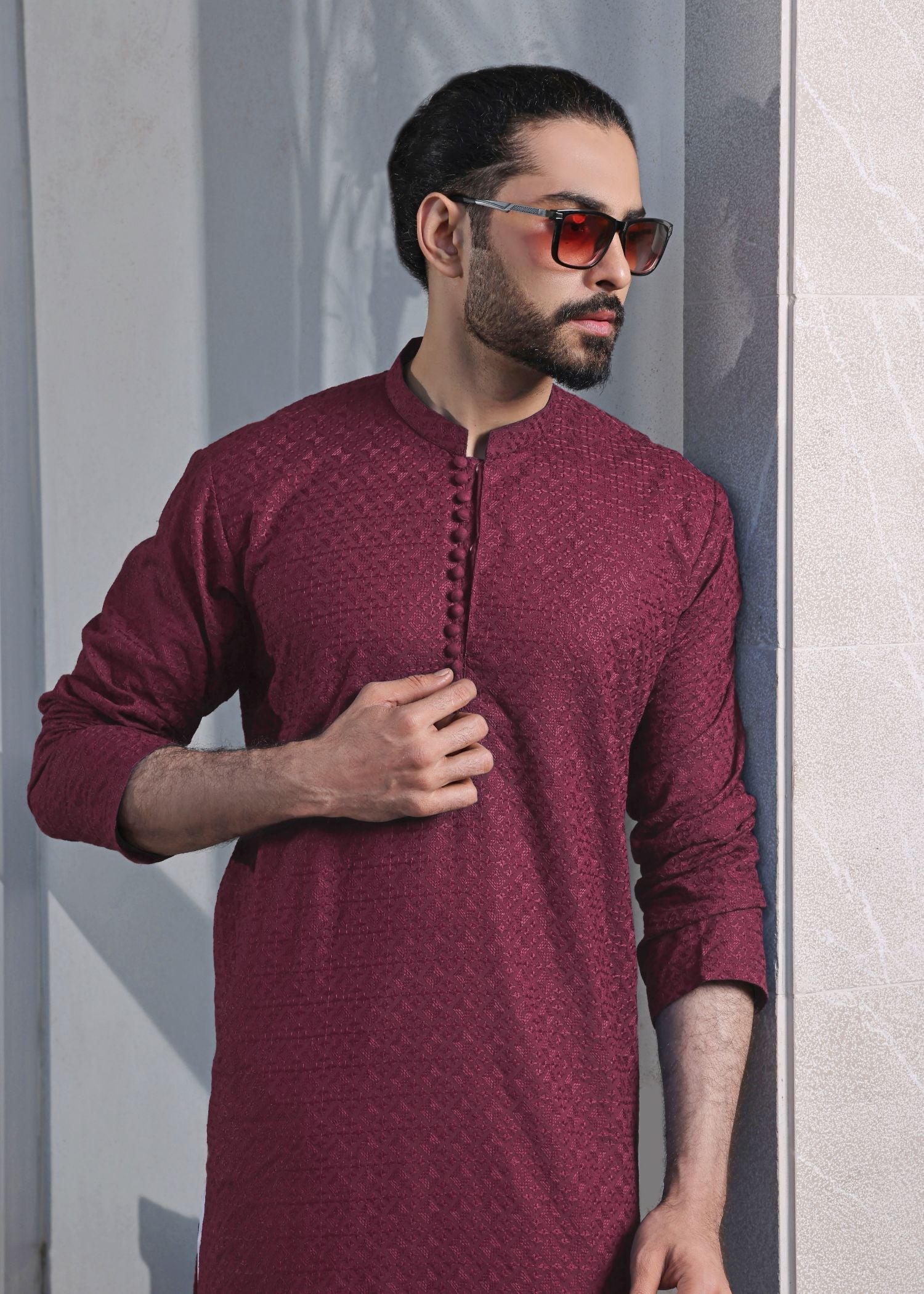 lawn Kurta Set in Plum by The Great Masters (TGM)