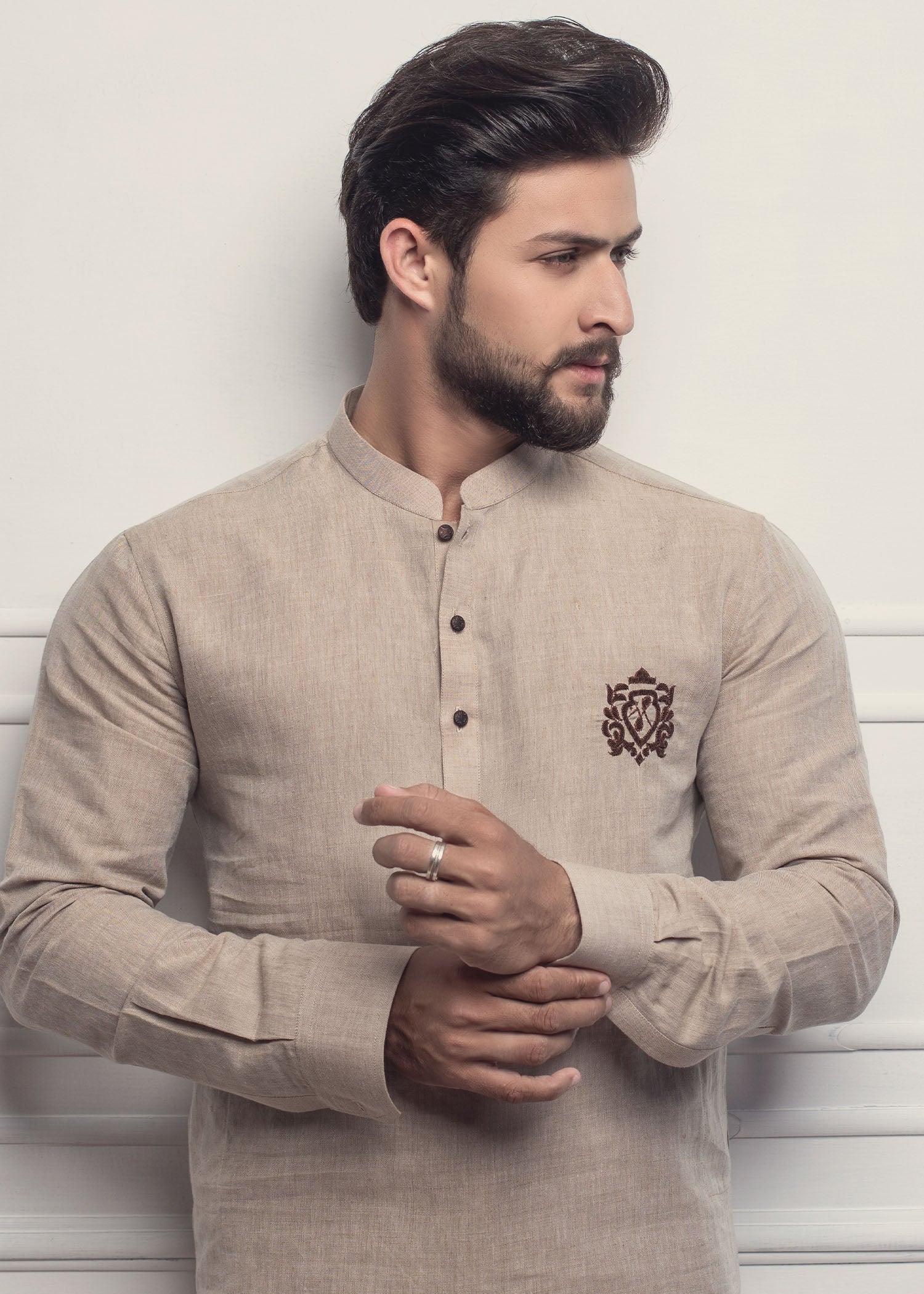 cotton linen Kurta Set in Beige