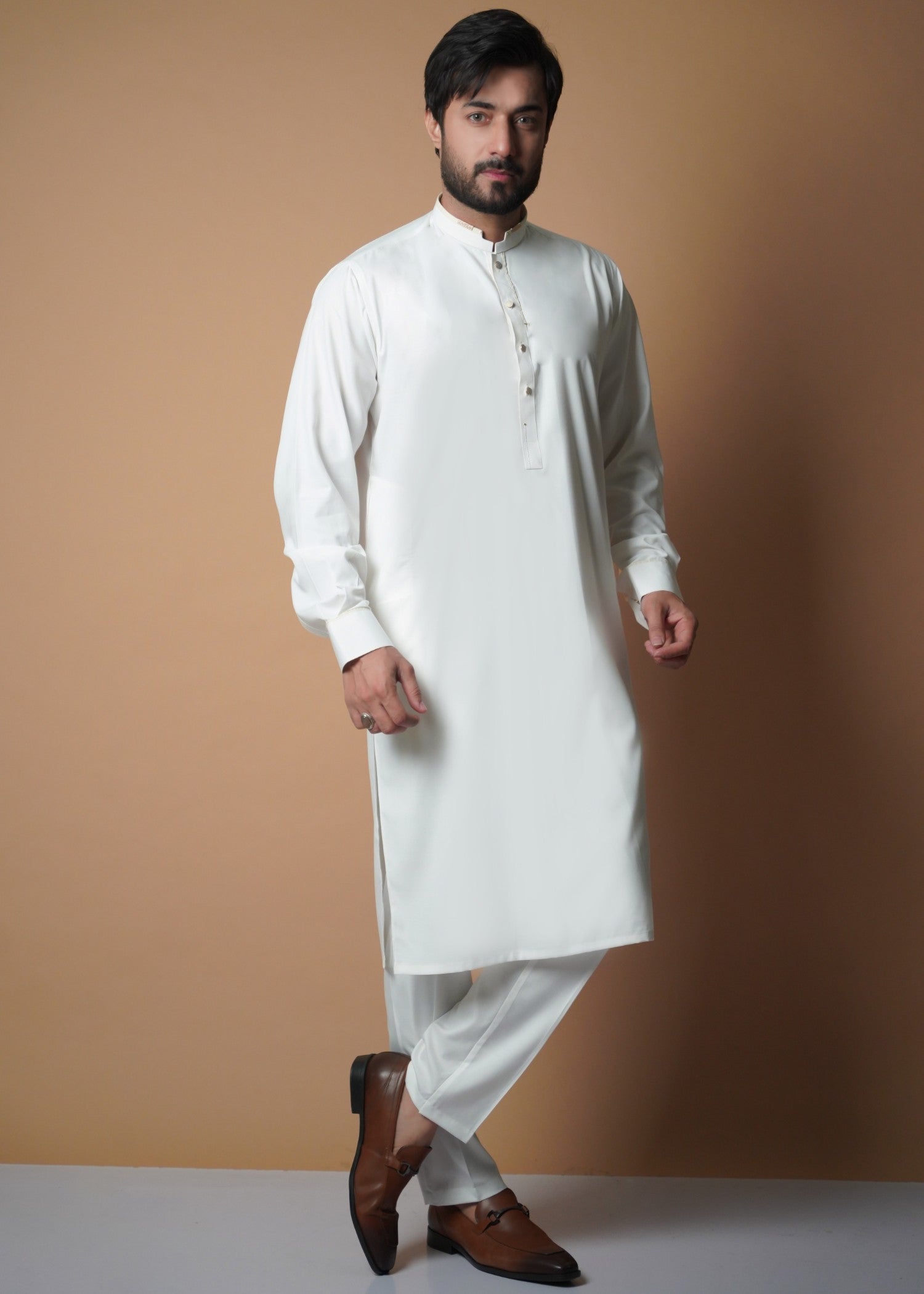 cotton viscose Kurta Set in White