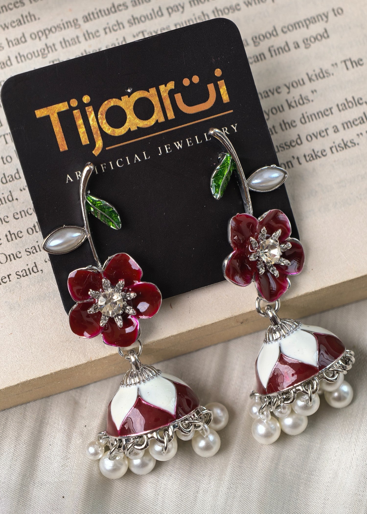 Earrings in Wine Color by - Trendy Women Earrings MZU4057
