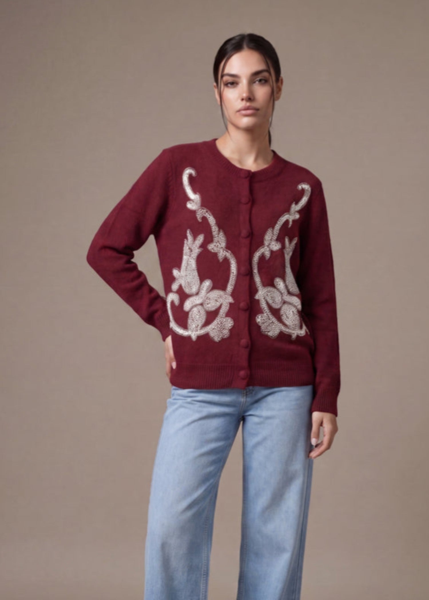 wool Cardigan in Red