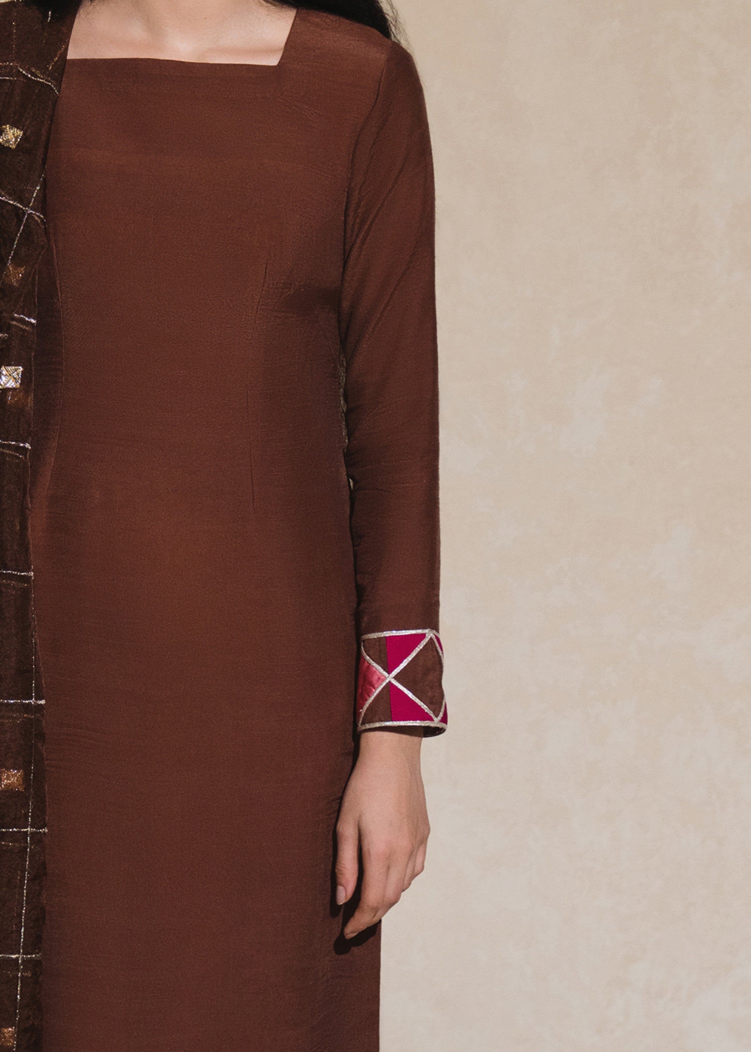 pk raw silk Kurta Set in Coffee brown
