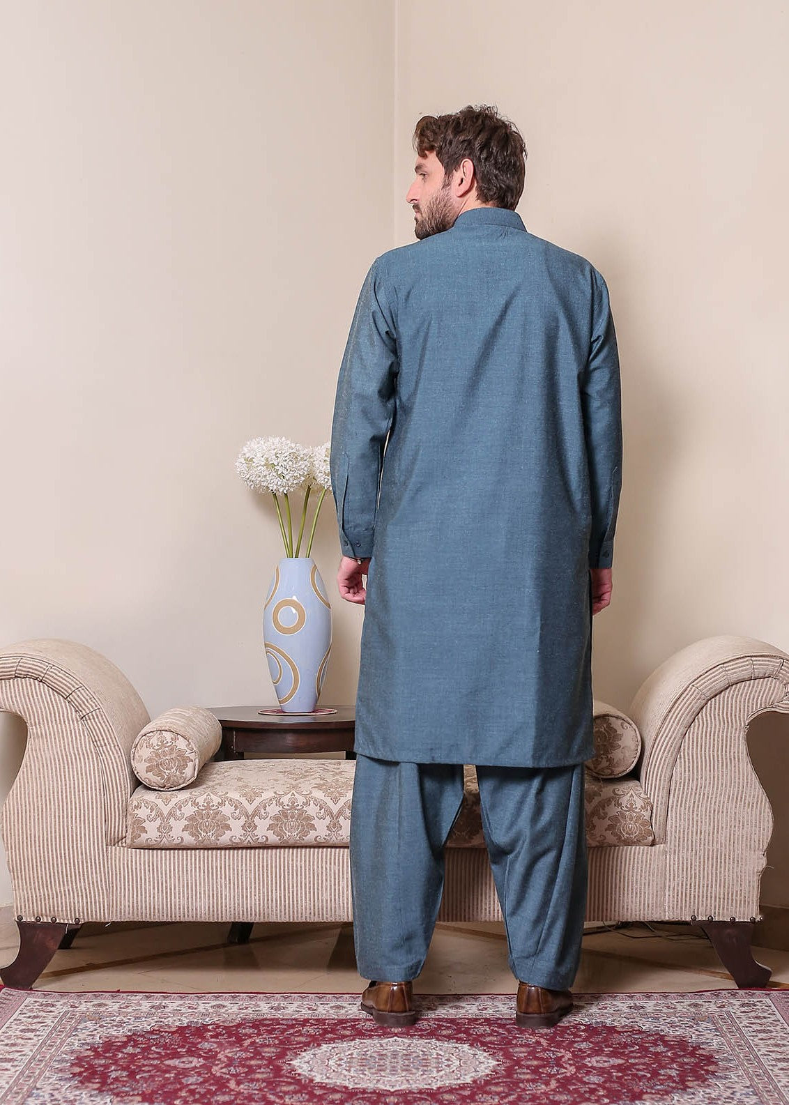wool viscose Shalwar Kameez in Blue